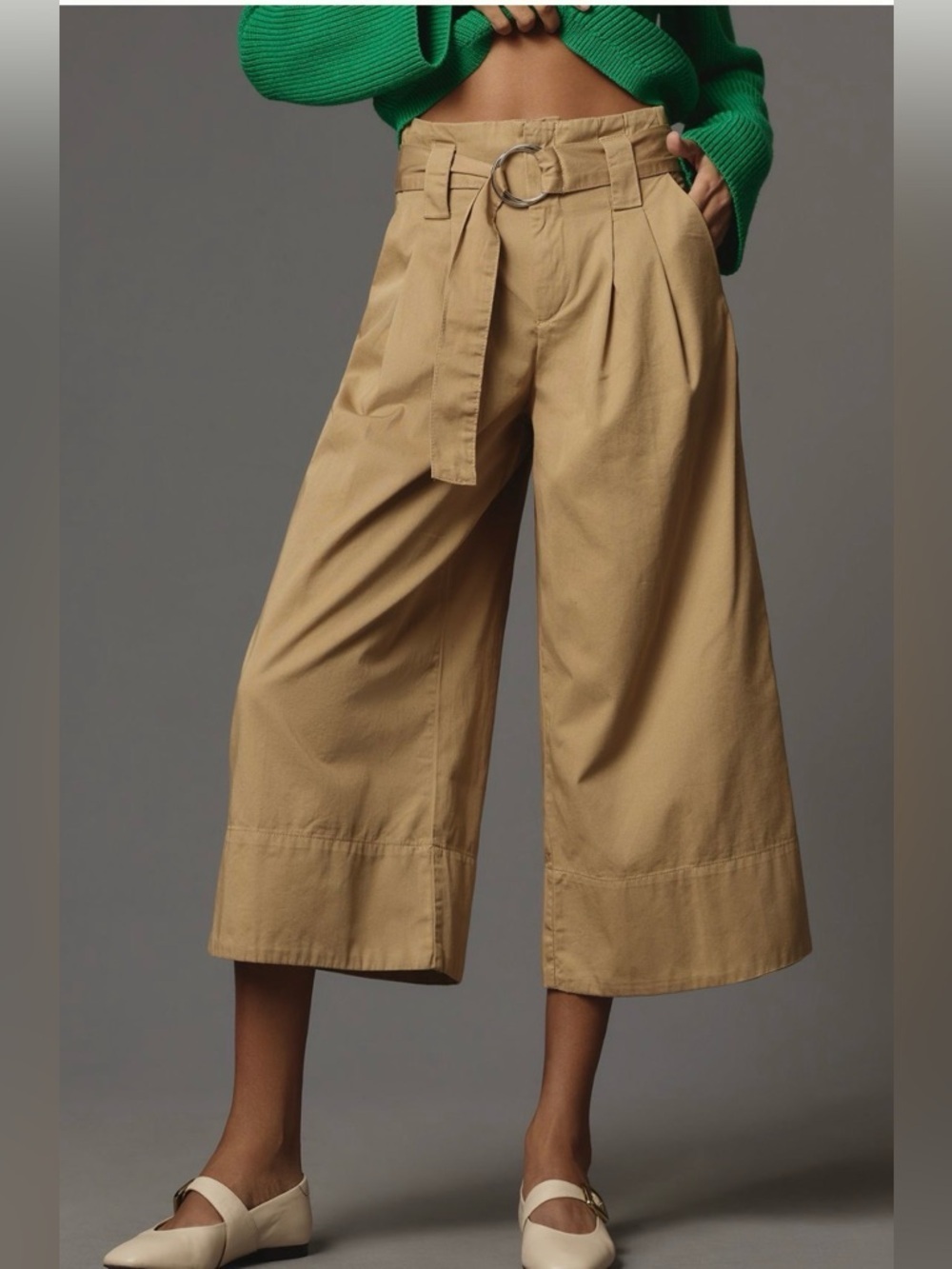 NWT Maeve Anthropologie High-Rise Belted Wide Leg Cropped Culotte Sizes 00,0,2,4 - Picture 3 of 5